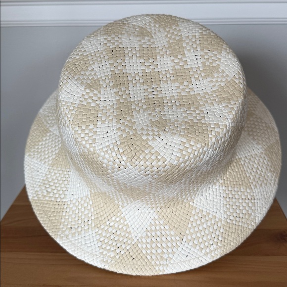 NWT J.Crew Factory Ivory & Beige Gingham Checkered Bucket Hat Size Med / Large - Picture 4 of 17